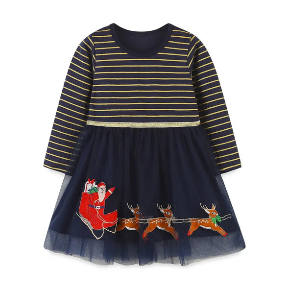 Santa Sleigh Design Long-sleeve Dress