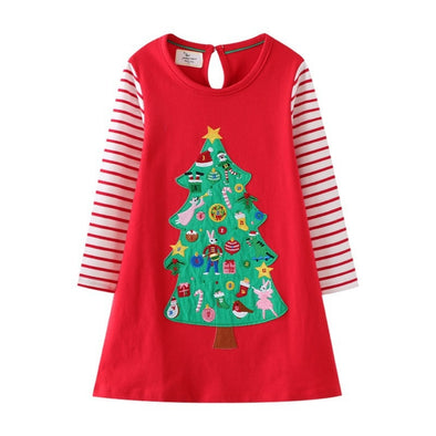 Christmas Tree Design Long-sleeve Dress