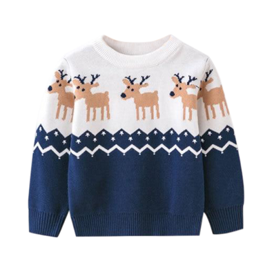 Festive Reindeer Design Pullover Sweater