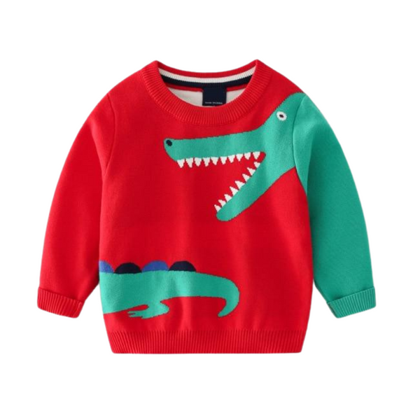 Alligator Design Pullover Sweater