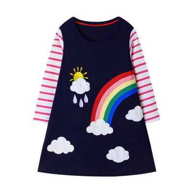 Striped Rainbow Design¬†Long-sleeve Dress