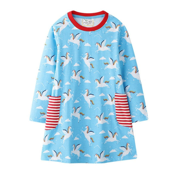 Unicorn Design Long-sleeve Dress