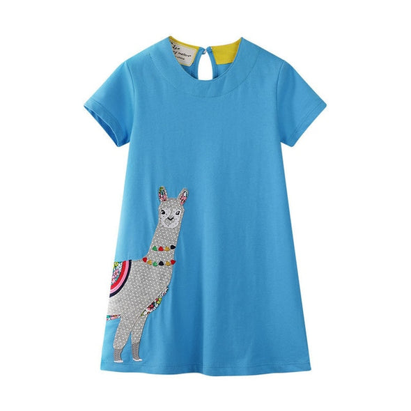 Cute Llama Print Summer Dress