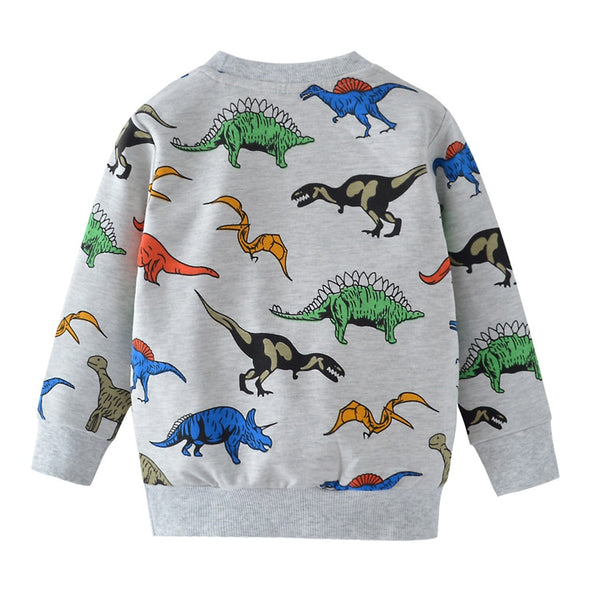 Colorful Dinosaur Design Sweatshirt and Sweatpants Set