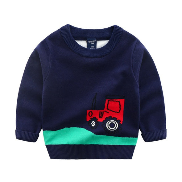 Tractor Design Pullover Sweater