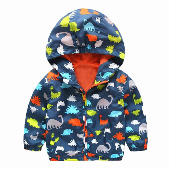 Dinosaur Design Hooded Windbreaker