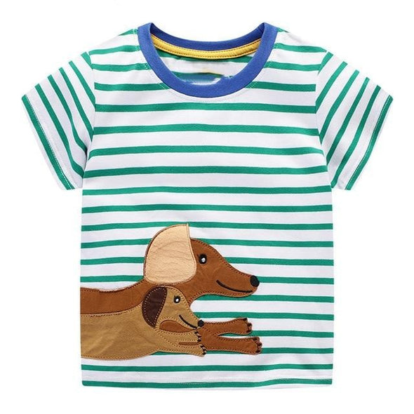 Cute Dog Embroidered Summer Tee