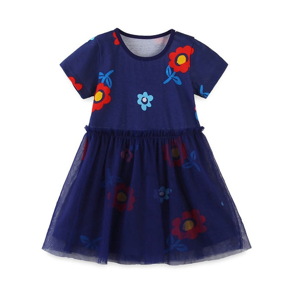 Fuchsia or Navy Girls Summer Dress