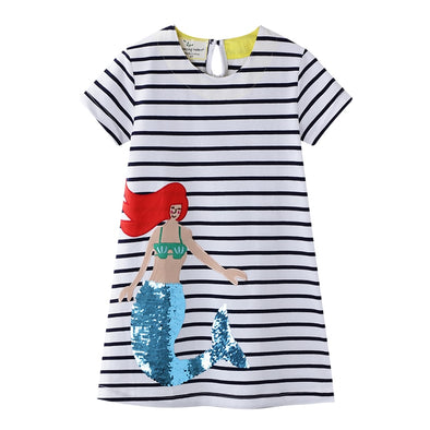 Striped Mermaid Design Summer Dress