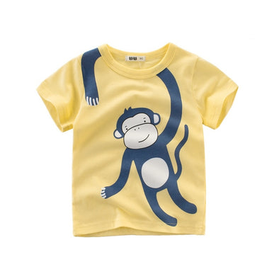 Fun Cartoon Monkey Print Summer Tee