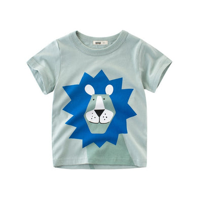 Fun Lion Cartoon Print Summer Tee