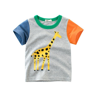 Fun Giraffe Cartoon Print Summer Tee