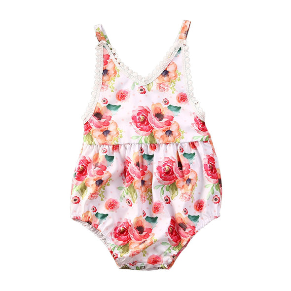 Floral Print Sleeveless Romper