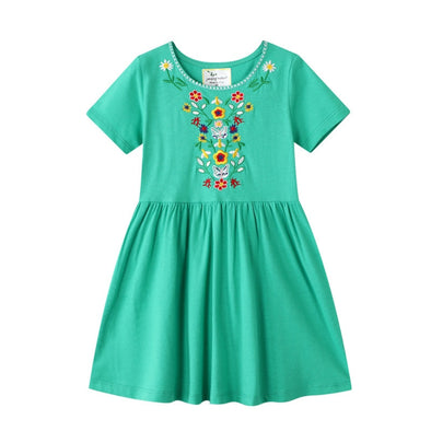 Embroidered Flower Summer Dress