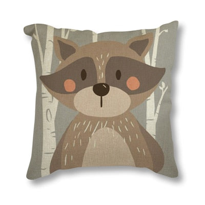 Woodland Animal Linen Cushion Covers