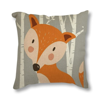 Woodland Animal Linen Cushion Covers