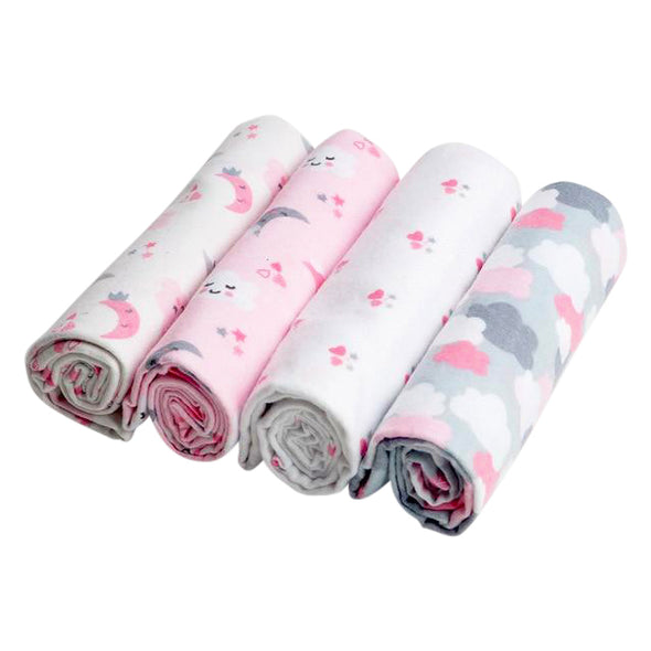 100% Muslin Cotton Baby Swaddles 4 Pack