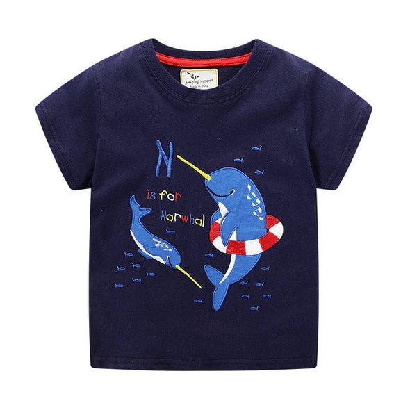 Cute Narwhal Embroidered Summer Tee