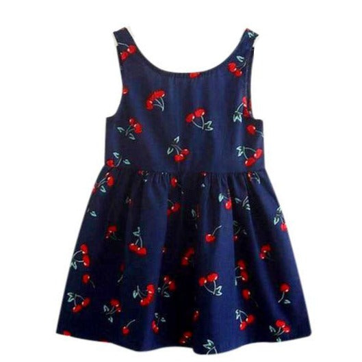 Little Girls Cherry V-Back Summer Party Dress