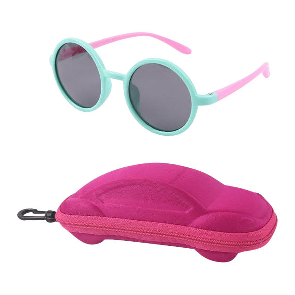 Round Polarized UV 400 Protected Children's Sunglasses & Case