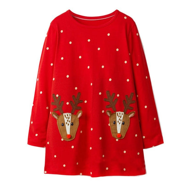 Reindeer Design Long-sleeve Dress