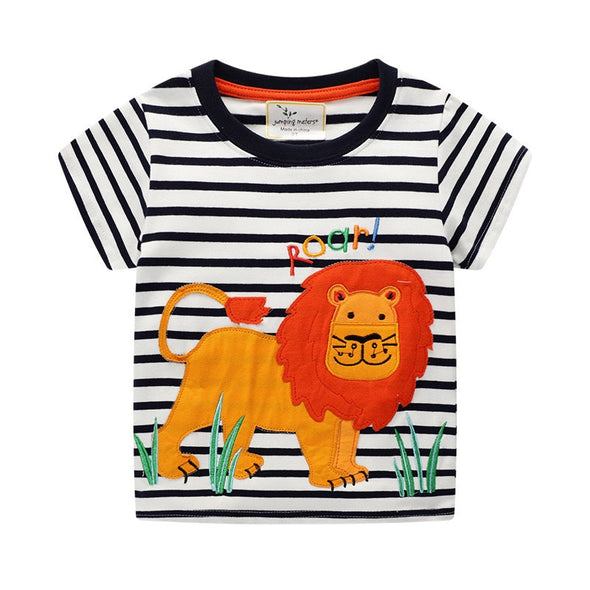 Cute Embroidered Lion Summer Tee