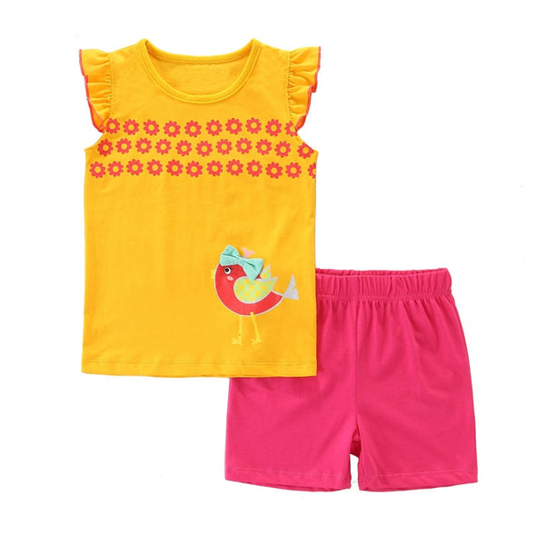 Bird Design Tee & Shorts Set