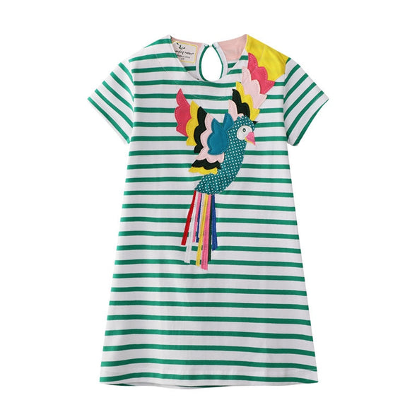 Striped Parrot Print Summer Dress