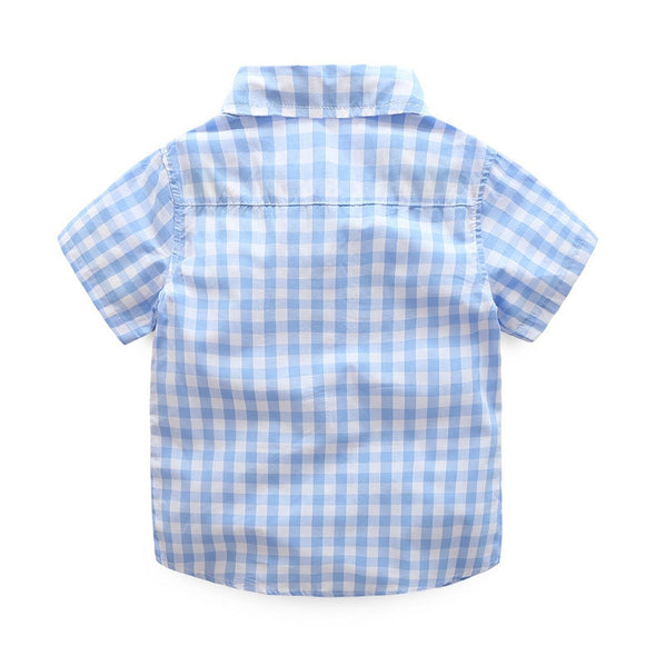 Collared Plaid Short Sleeve Shirts