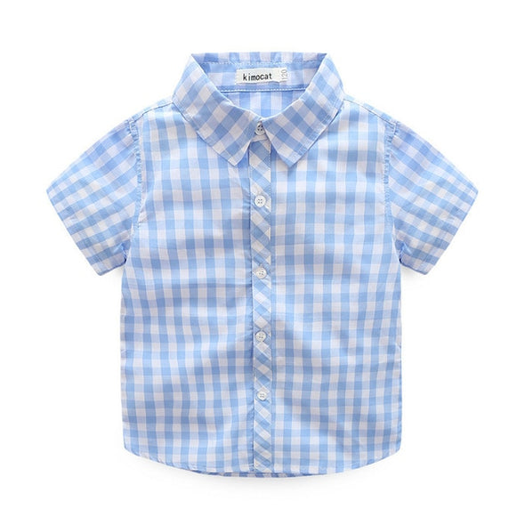 Collared Plaid Short Sleeve Shirts