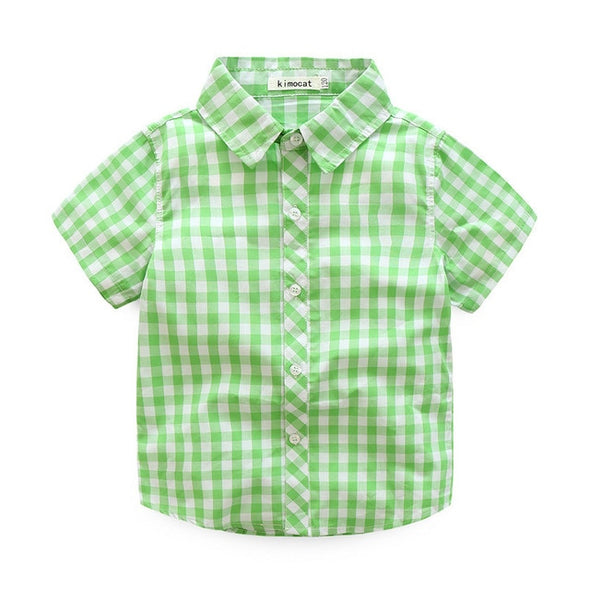 Collared Plaid Short Sleeve Shirts