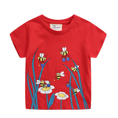 Flower & Bee Print Summer Tee