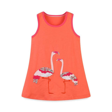 Embroidered Flamingo Design¬†Dress