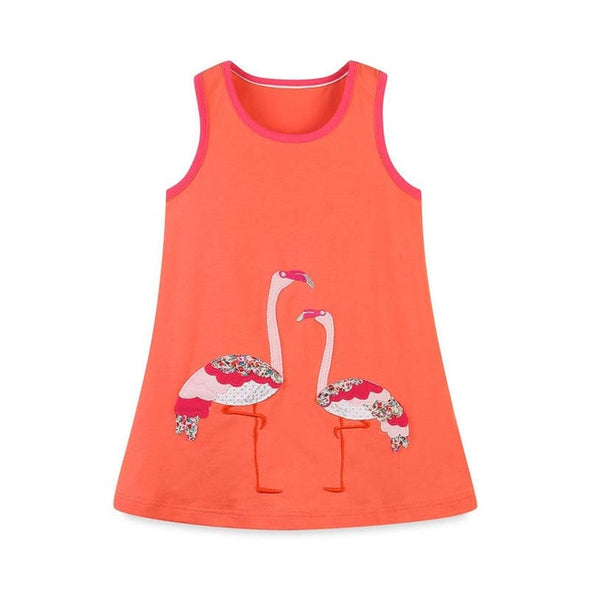 Embroidered Flamingo Design¬†Dress