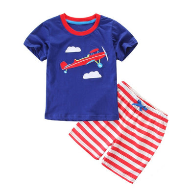 Aeroplane Tee & Striped Short Set