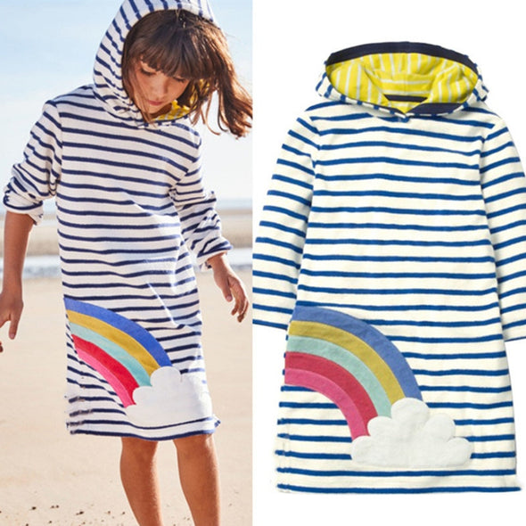 Striped Rainbow Design Swimming Coverall