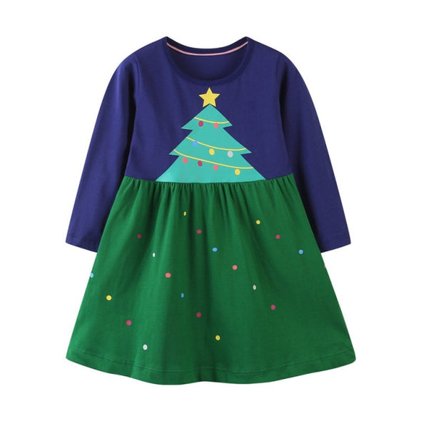 Christmas Tree Design Long-sleeve Dress