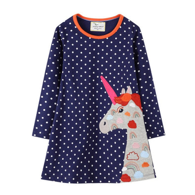 Unicorn Design Long-sleeve Dress