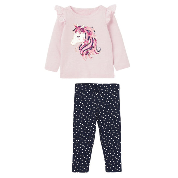 Unicorn Design Long-sleeve Tee & Leggings Set