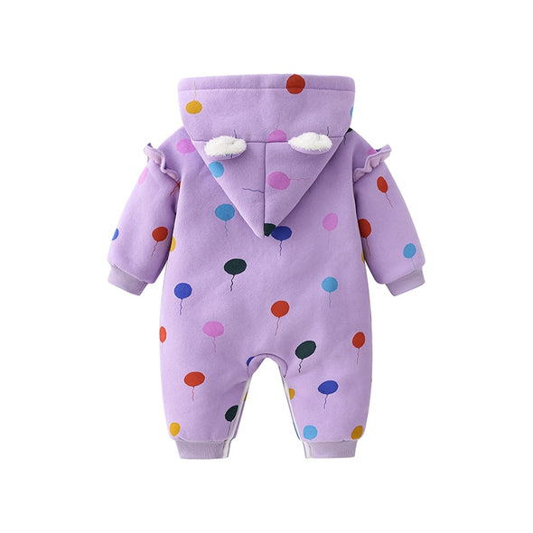 Polka Dot Winter Hooded Jumpsuit