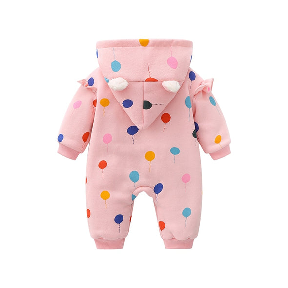 Polka Dot Winter Hooded Jumpsuit