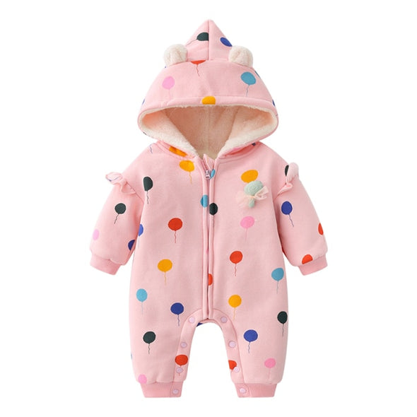 Polka Dot Winter Hooded Jumpsuit