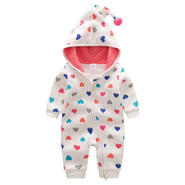 Heart Design Winter Hooded Jumpsuit