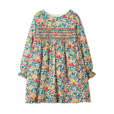 Flower Print Long-sleeve Dress