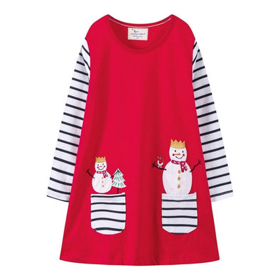 Snowman Design Long-sleeve Dress