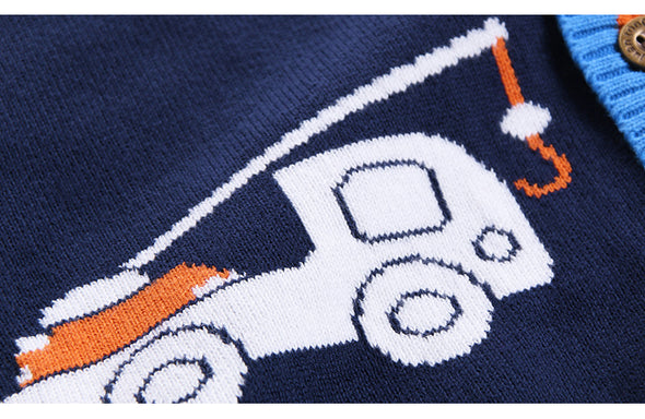 Truck Design Button Front Sweater