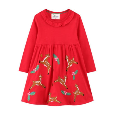 Deer Design Long-sleeve Dress