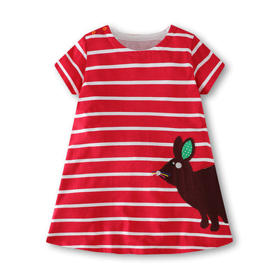 Striped Bunny Design Summer Dress