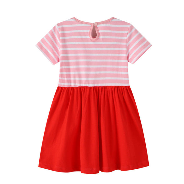 Striped Strawberry Design Summer Dress