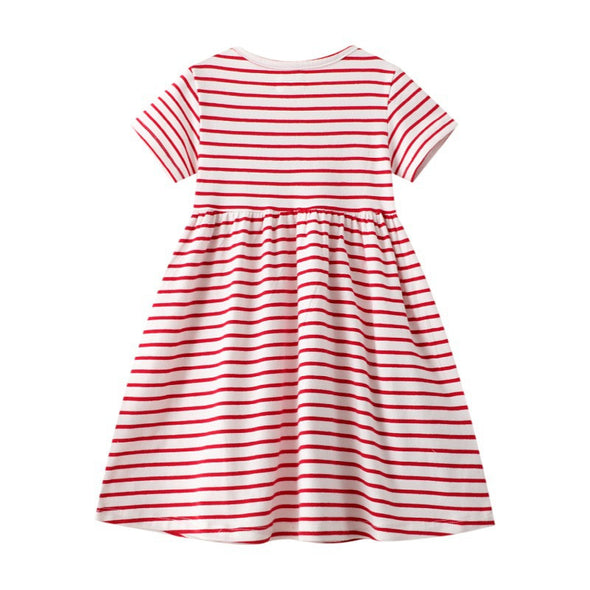 Striped Bird Design Summer Dress